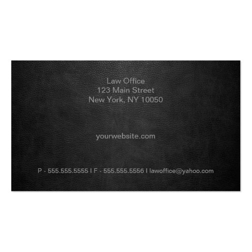 Black Leather Look Business Card Template (back side)