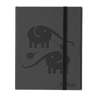 Black Leather Look Elephant Illustration iPad Case