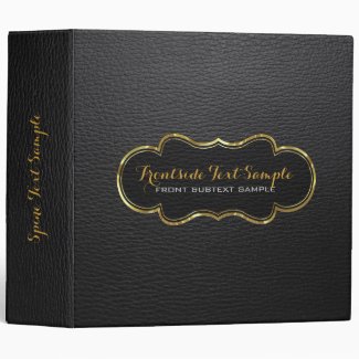 Black Leather Look Touch Of Gold 3 Ring Binders