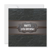 Black Leather Mans 30th Birthday Party Custom Invite