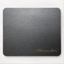 Black Leather Pattern- Custom Monogram Mousepads