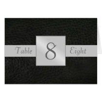 Black Leather Table Number Folded Card