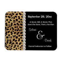 Black Leopard And White Pearls Save The Date Favor Magnets