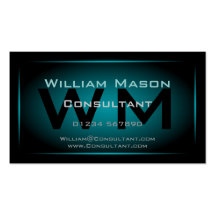 Black & Light Blue Framed Monogram - Business Card