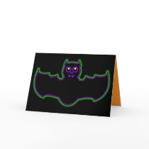 Black Light Neon Halloween Bat Card