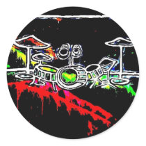 Black Light/Neon Splash Drum Set by Levi G. Sticker