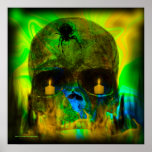 Black Lighted Gothic Skull Print