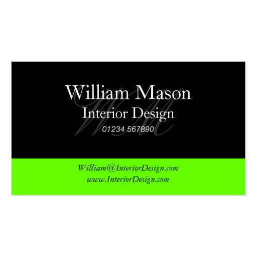 Black & Lime Green Professional Business Card (front side)