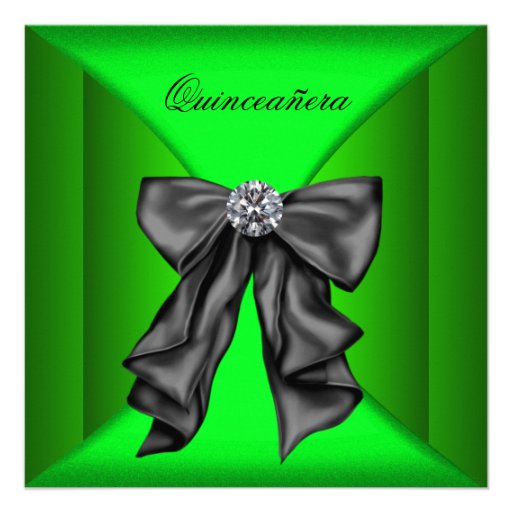 Black Lime Green Qiunceanera Custom Announcement