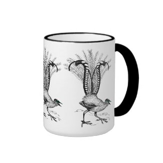 Black line drawing- Lyre Bird Ringer Coffee Mug