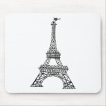 Black Line Eiffel Tower Mouse Mats