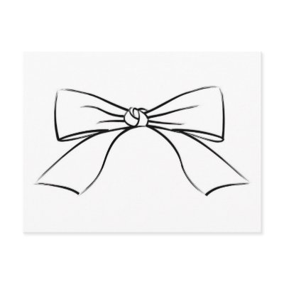 Black Line Ribbon Bow Postcards by White_Wedding