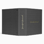 Black Linen Burlap Texture 3 Ring Binders