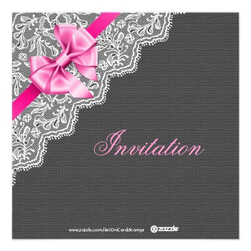 Black Linen & White Lace Bridal Shower Invite