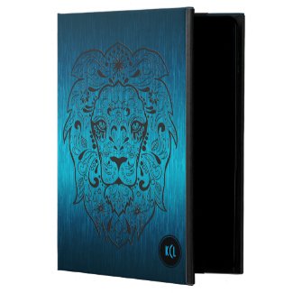 Black Lion Sugar Skull Metallic Blue Background Powis iPad Air 2 Case