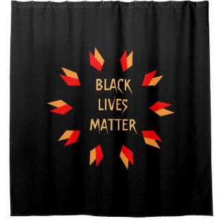 Black Lives Matter Gold and Red Shower Curtain