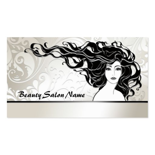 Black Long Curly Hair Woman Beauty Salon Card Business Card Template (front side)