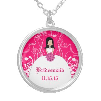 Black Long Hair Pink Wedding Bridesmaid Necklace necklace