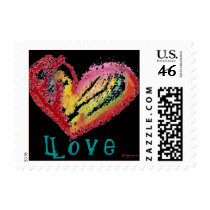 Black Love Heart Pastel Small Postage Square postage