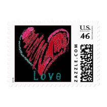 Black Love Heart Pastel Square Small Postage postage