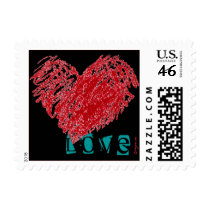 Black Love Heart Pastels Square Small Postage postage