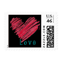 Black Love Heart Pastels Square Small Postage postage