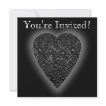 Black Love Heart! Playing Card Pattern! invitations