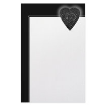 Black Love Heart! Playing Card Pattern! stationery by PsyborgAli Black Love Heart! Playing Card Pattern! stationery