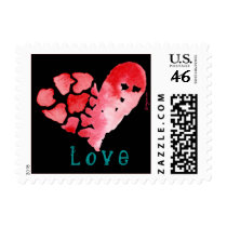 Black Love Heart Puzzle Square Small Postage postage