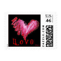 Black Love Heart Small Postage Square Stamps