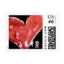Black Love Heart Watercolor Square Small Postage postage by lillyarts Black Love Heart Watercolor Square Small Postage postage