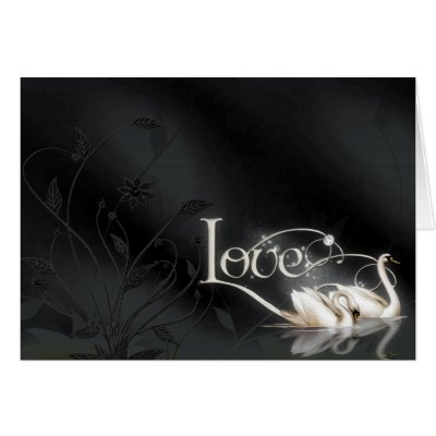 Black Love Swans RSVP Notes Greeting Cards by Hafapea