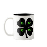 Black LUCK  4 Leaf Clover Cup Coffee Mugs