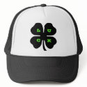 Black LUCK 4 Leaf Clover hats