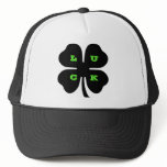 Black LUCK 4 Leaf Clover hats