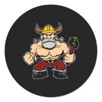 Black Mad Viking Round Stickers