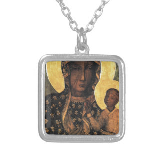 madonna poland czestochowa necklace lady print pendant square necklaces plated silver