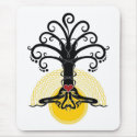Black magic tree with red heart on it mousepads