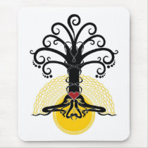 Black magic tree with red heart on it mousepads by Olesha Black magic tree with red heart on it mousepads
