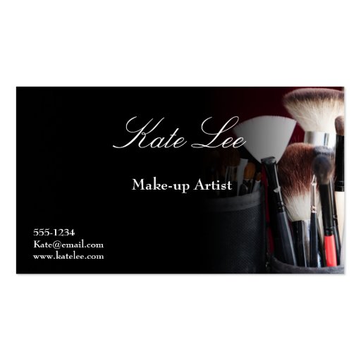 Black Make-up brush cosmetology business cards (front side)