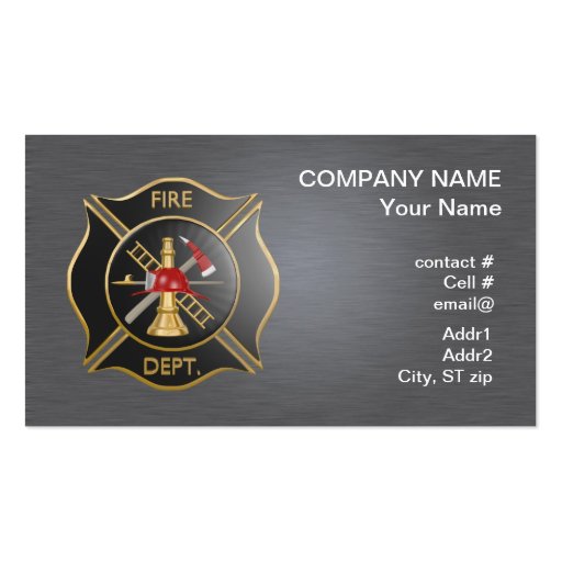Black maltese  firefighting cross business card (front side)