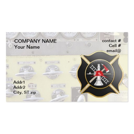 Black maltese  firefighting cross business card template (front side)