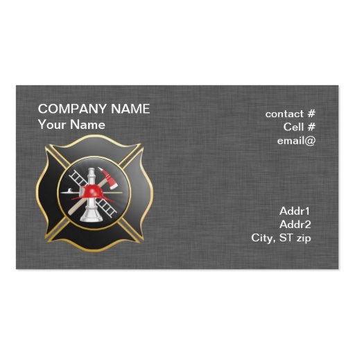 Black maltese  firefighting cross business cards (front side)