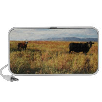 Black Mama Cow and White Face Red Calf Travel Speakers