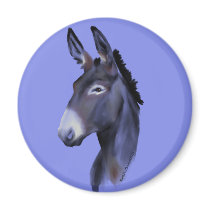Black Mammoth Donkey Portrait Refrigerator Magnets