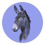 Black Mammoth Donkey Portrait Round Stickers