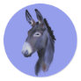 Black Mammoth Donkey Portrait Round Stickers