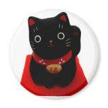 Black Maneki Neko on a Red Carpet Magnets