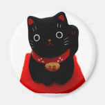 Black Maneki Neko on a Red Carpet Magnets