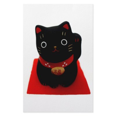 Black Maneki Neko on a Red Carpet Stationery by awamedesign